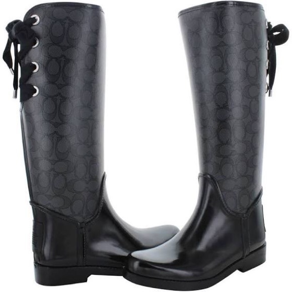 COACH TRISTEE BLACK SMOKE SIGNATURE LOGO - Picture 1 of 5